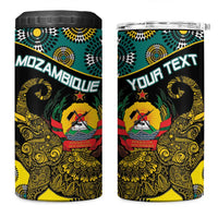 Personalised Mozambique 4 in 1 Can Cooler Tumbler African Elephant With Coat Of Arms - Wonder Print Shop