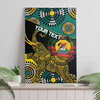 Personalised Mozambique Canvas Wall Art African Elephant With Coat Of Arms - Wonder Print Shop