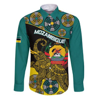 Personalised Mozambique Family Matching Off The Shoulder Long Sleeve Dress and Hawaiian Shirt African Elephant With Coat Of Arms - Wonder Print Shop