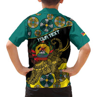 Personalised Mozambique Family Matching Off Shoulder Maxi Dress and Hawaiian Shirt African Elephant With Coat Of Arms - Wonder Print Shop