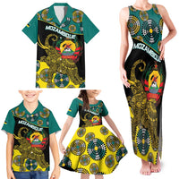 Personalised Mozambique Family Matching Tank Maxi Dress and Hawaiian Shirt African Elephant With Coat Of Arms - Wonder Print Shop