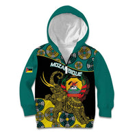 Personalised Mozambique Kid Hoodie African Elephant With Coat Of Arms - Wonder Print Shop