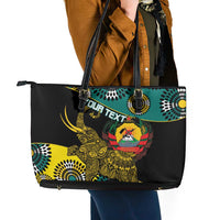 Personalised Mozambique Leather Tote Bag African Elephant With Coat Of Arms - Wonder Print Shop
