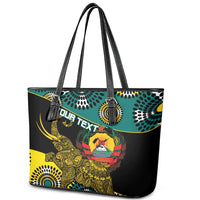 Personalised Mozambique Leather Tote Bag African Elephant With Coat Of Arms - Wonder Print Shop