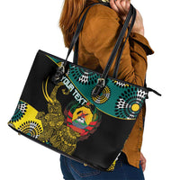 Personalised Mozambique Leather Tote Bag African Elephant With Coat Of Arms - Wonder Print Shop
