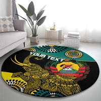 Personalised Mozambique Round Carpet African Elephant With Coat Of Arms