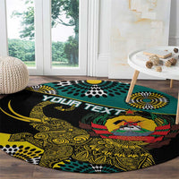 Personalised Mozambique Round Carpet African Elephant With Coat Of Arms