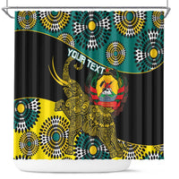 Personalised Mozambique Shower Curtain African Elephant With Coat Of Arms