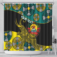 Personalised Mozambique Shower Curtain African Elephant With Coat Of Arms