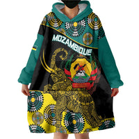 Personalised Mozambique Wearable Blanket Hoodie African Elephant With Coat Of Arms - Wonder Print Shop