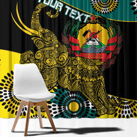Personalised Mozambique Window Curtain African Elephant With Coat Of Arms - Wonder Print Shop