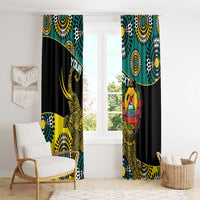 Personalised Mozambique Window Curtain African Elephant With Coat Of Arms - Wonder Print Shop