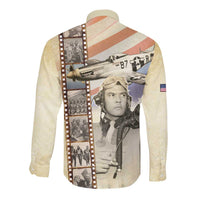 Tuskegee Airmen Long Sleeve Button Shirt Red Tail Legacy Film Striped Style