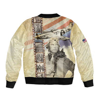 Tuskegee Airmen Sleeve Zip Bomber Jacket Red Tail Legacy Film Striped Style