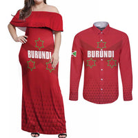 Custom Burundi Football Couples Matching Off Shoulder Maxi Dress and Long Sleeve Button Shirt Come On Intamba