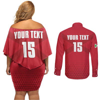 Custom Burundi Football Couples Matching Off Shoulder Short Dress and Long Sleeve Button Shirt Come On Intamba