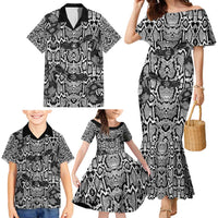 African Snake Skin Pattern Family Matching Mermaid Dress and Hawaiian Shirt