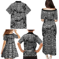 African Snake Skin Pattern Family Matching Puletasi and Hawaiian Shirt