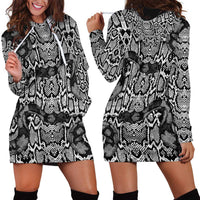 African Snake Skin Pattern Hoodie Dress