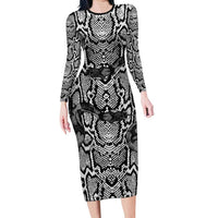 African Snake Skin Pattern Long Sleeve Bodycon Dress