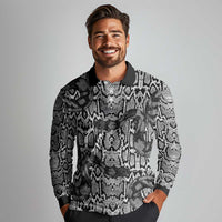 African Snake Skin Pattern Long Sleeve Polo Shirt