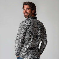 African Snake Skin Pattern Long Sleeve Polo Shirt
