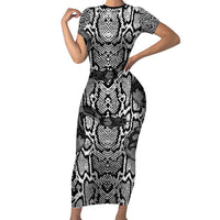 African Snake Skin Pattern Short Sleeve Bodycon Dress