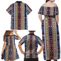 Lamba Mpanjaka Madagascar Family Matching Off Shoulder Maxi Dress and Hawaiian Shirt Traditional Pattern