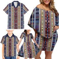 Lamba Mpanjaka Madagascar Family Matching Off Shoulder Short Dress and Hawaiian Shirt Traditional Pattern