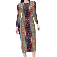 Lamba Mpanjaka Madagascar Long Sleeve Bodycon Dress Traditional Pattern