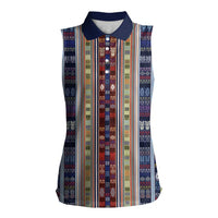 Lamba Mpanjaka Madagascar Women Sleeveless Polo Shirt Traditional Pattern