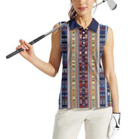 Lamba Mpanjaka Madagascar Women Sleeveless Polo Shirt Traditional Pattern