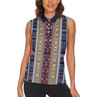 Lamba Mpanjaka Madagascar Women Sleeveless Polo Shirt Traditional Pattern