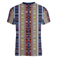 Lamba Mpanjaka Madagascar Women V-Neck T-Shirt Traditional Pattern