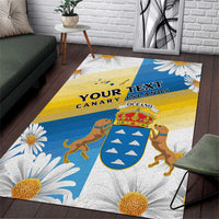 Personalized Islas Canarias Area Rug Coat Of Arms With Argyranthemum Frutescens