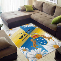 Personalized Islas Canarias Area Rug Coat Of Arms With Argyranthemum Frutescens