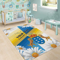 Personalized Islas Canarias Area Rug Coat Of Arms With Argyranthemum Frutescens