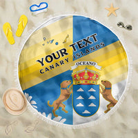 Personalized Islas Canarias Beach Blanket Coat Of Arms With Argyranthemum Frutescens