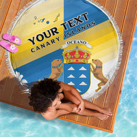 Personalized Islas Canarias Beach Blanket Coat Of Arms With Argyranthemum Frutescens