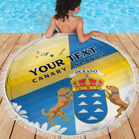 Personalized Islas Canarias Beach Blanket Coat Of Arms With Argyranthemum Frutescens
