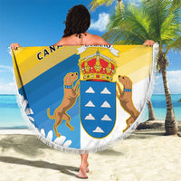 Personalized Islas Canarias Beach Blanket Coat Of Arms With Argyranthemum Frutescens