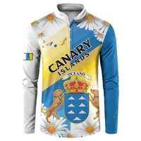 Personalized Islas Canarias Button Sweatshirt Coat Of Arms With Argyranthemum Frutescens
