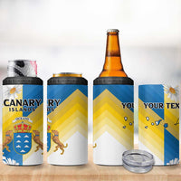 Personalized Islas Canarias 4 in 1 Can Cooler Tumbler Coat Of Arms With Argyranthemum Frutescens