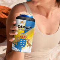 Personalized Islas Canarias 4 in 1 Can Cooler Tumbler Coat Of Arms With Argyranthemum Frutescens