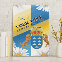 Personalized Islas Canarias Canvas Wall Art Coat Of Arms With Argyranthemum Frutescens