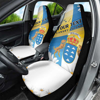 Personalized Islas Canarias Car Seat Cover Coat Of Arms With Argyranthemum Frutescens