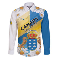 Personalized Islas Canarias Family Matching Off Shoulder Short Dress and Hawaiian Shirt Coat Of Arms With Argyranthemum Frutescens