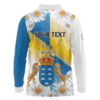 Personalized Islas Canarias Long Sleeve Polo Shirt Coat Of Arms With Argyranthemum Frutescens
