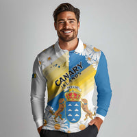 Personalized Islas Canarias Long Sleeve Polo Shirt Coat Of Arms With Argyranthemum Frutescens
