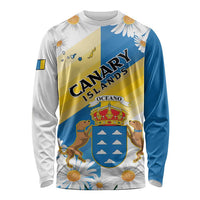 Personalized Islas Canarias Long Sleeve Shirt Coat Of Arms With Argyranthemum Frutescens